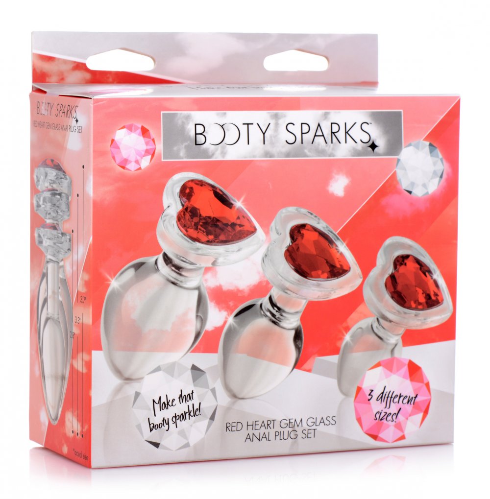 Heart Gem Glass Anal Plug Set