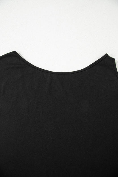 Solid Asymmetrical Neck Loose Casual T-Shirt