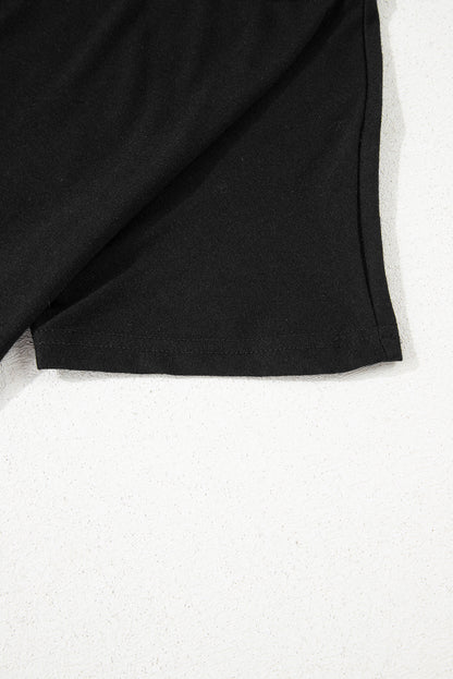 Solid Asymmetrical Neck Loose Casual T-Shirt