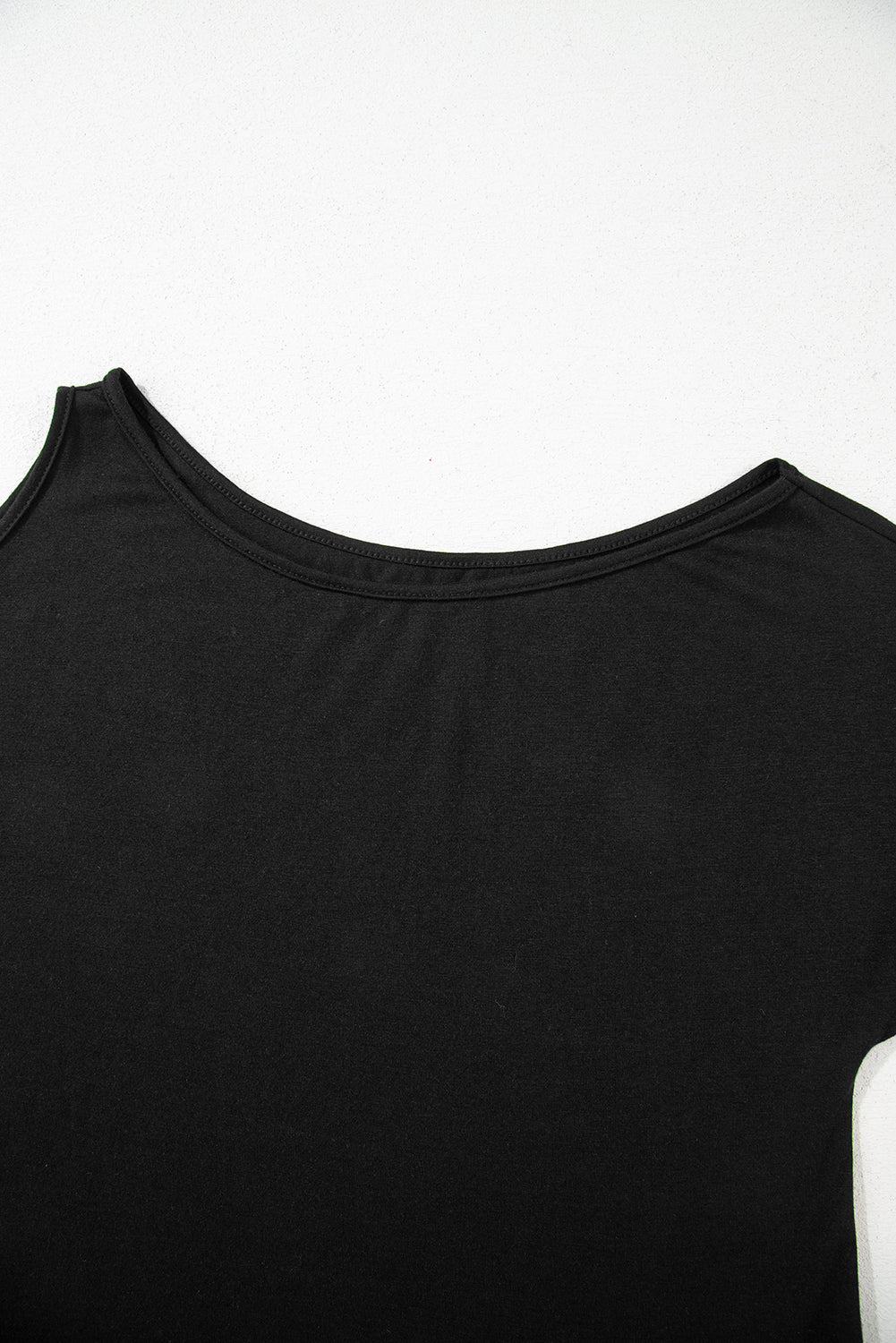 Solid Asymmetrical Neck Loose Casual T-Shirt