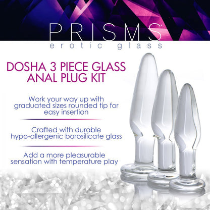 3-Piece Glass Anal Plug Kit