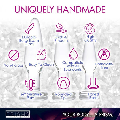3-Piece Glass Anal Plug Kit