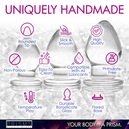 Triplets  3-Piece Glass Anal Plug Kit