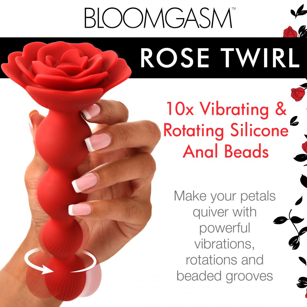 Rose Twirl Vibrating and Rotating Silicone Anal Beads