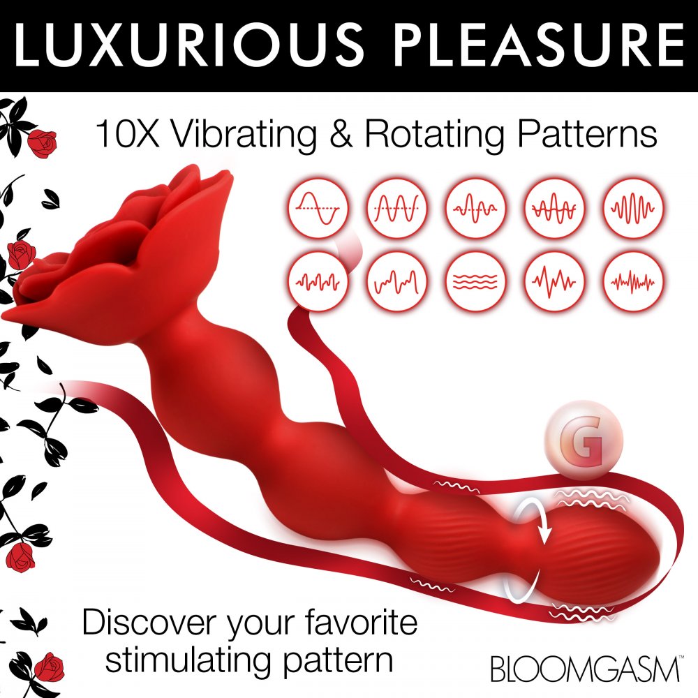 Rose Twirl Vibrating and Rotating Silicone Anal Beads