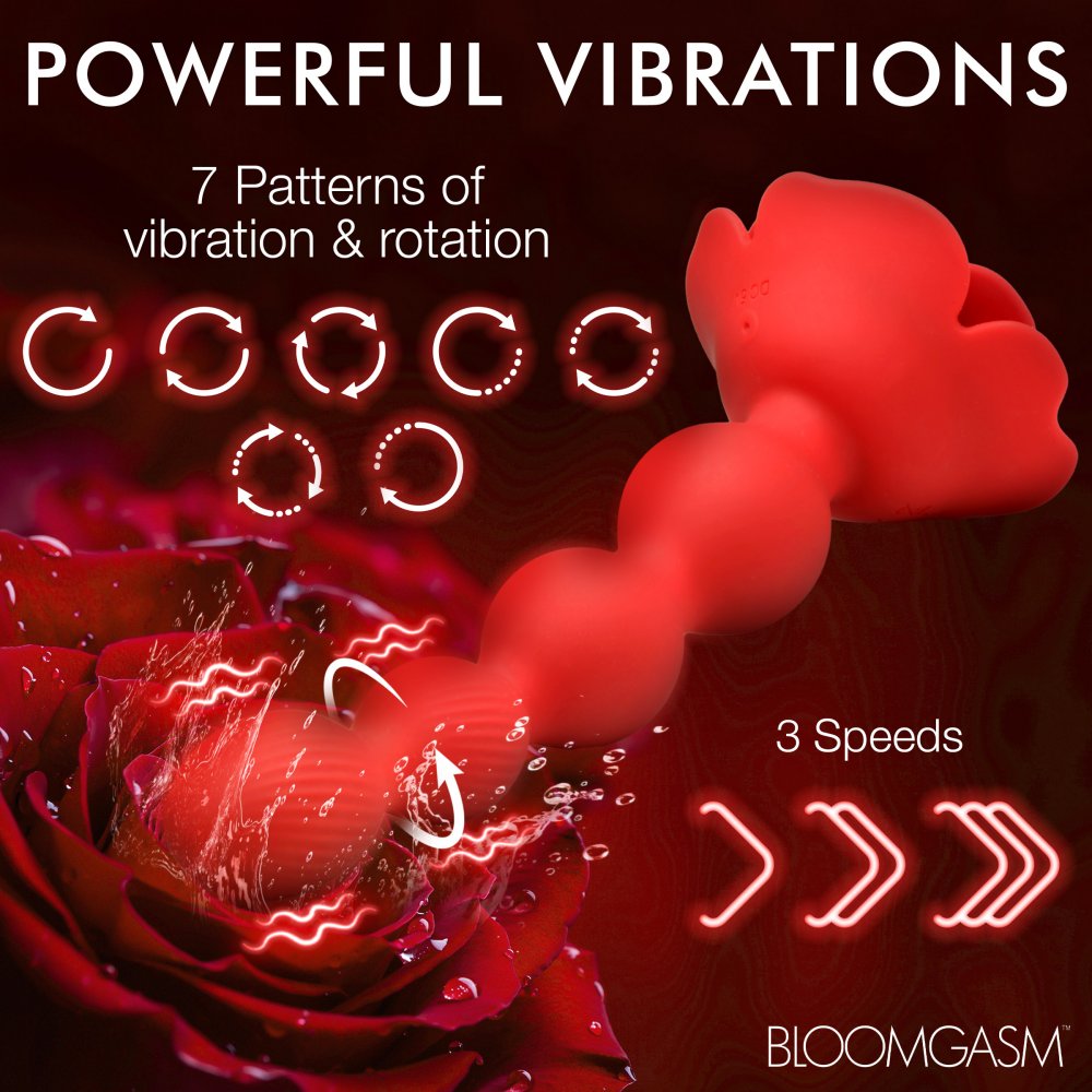 Rose Twirl Vibrating and Rotating Silicone Anal Beads