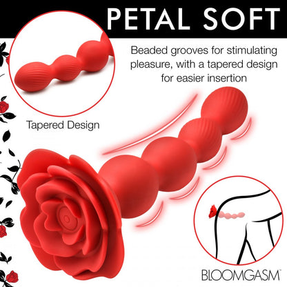 Rose Twirl Vibrating and Rotating Silicone Anal Beads