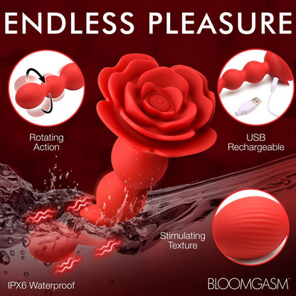 Rose Twirl Vibrating and Rotating Silicone Anal Beads