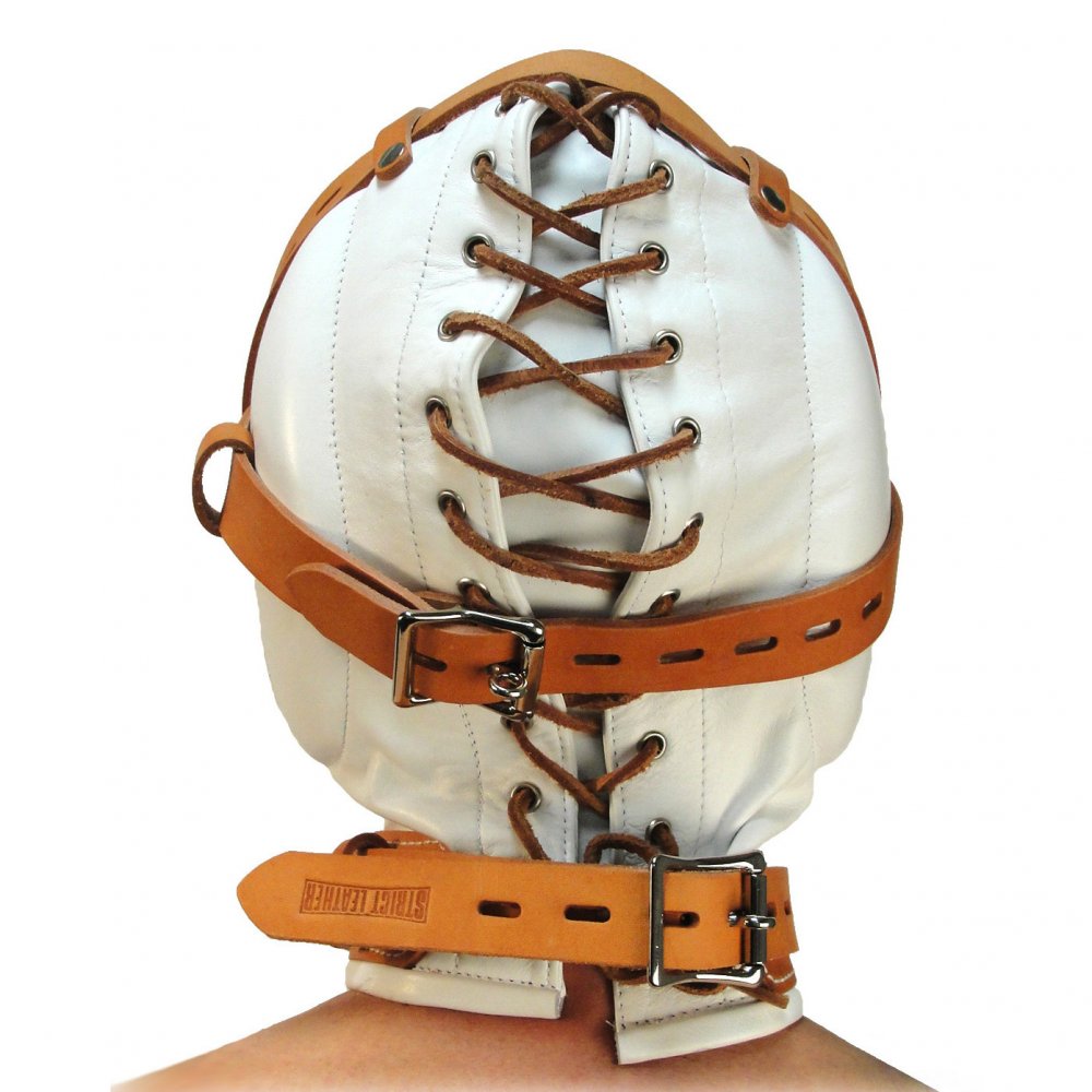 Total Sensory Deprivation White Leather Hood - Medium/Large (M/L)