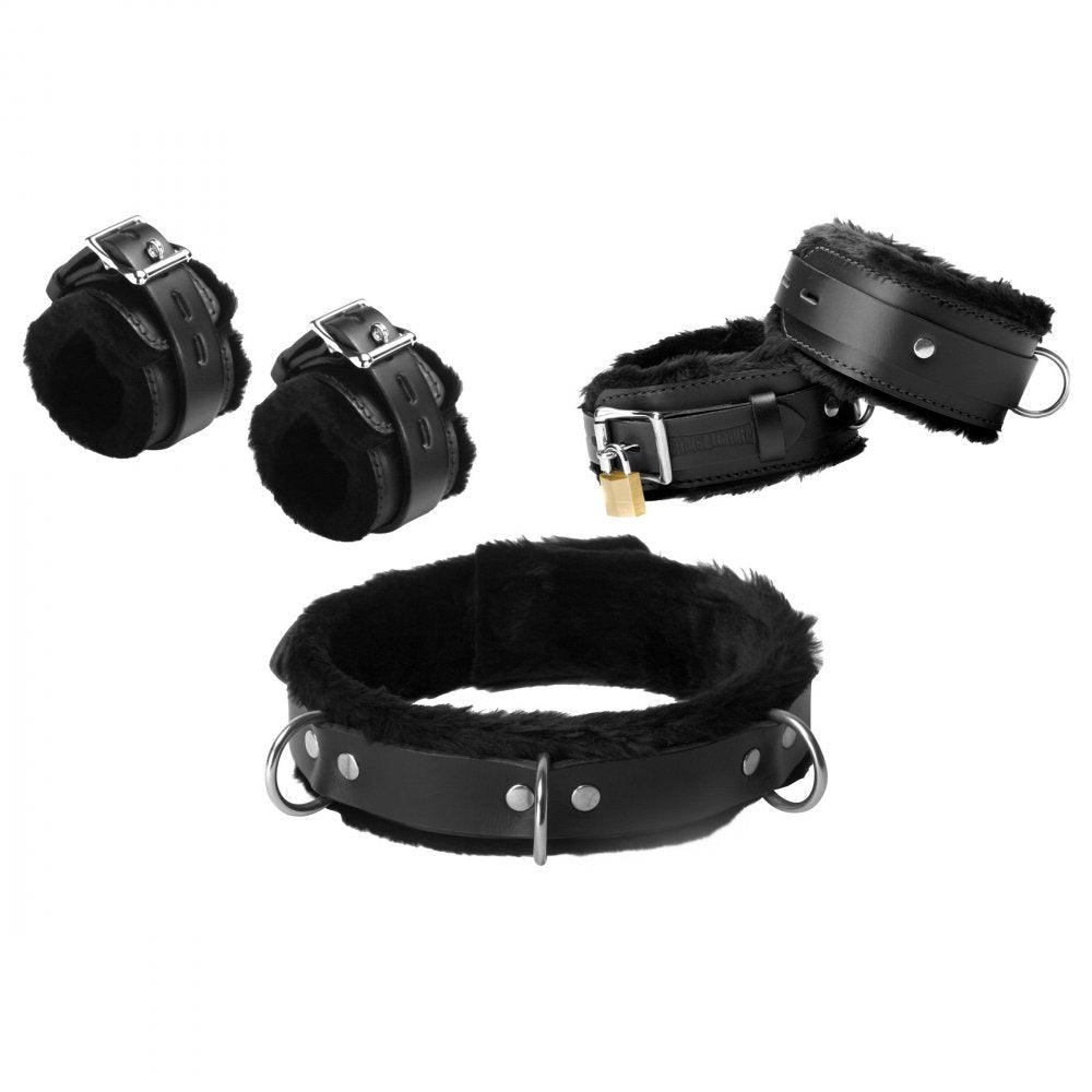 'Fur' Lined Leather Bondage Essentials Kit