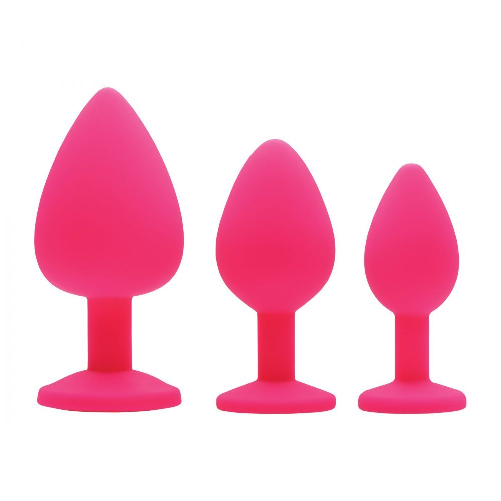 3-Piece Silicone Anal Plugs with Gems