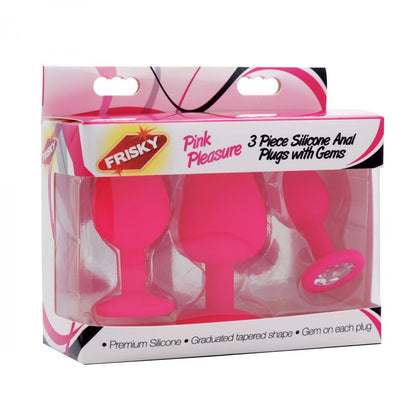 3-Piece Silicone Anal Plugs with Gems