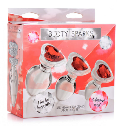 Heart Gem Glass Anal Plug Set