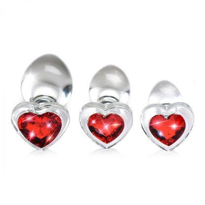 Heart Gem Glass Anal Plug Set