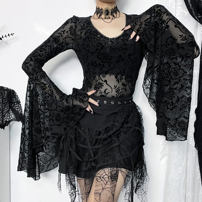 Gothic Flare Sleeved Bodysuit