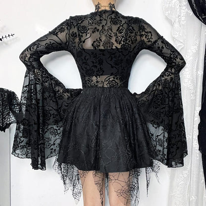 Gothic Flare Sleeved Bodysuit