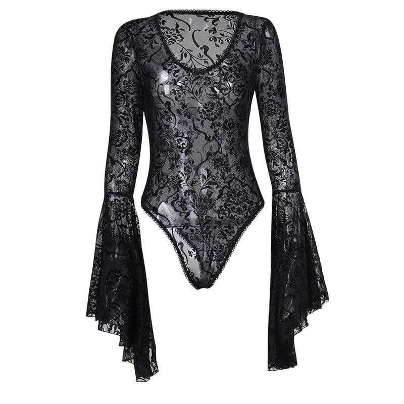 Gothic Flare Sleeved Bodysuit
