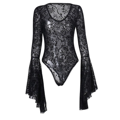 Gothic Flare Sleeved Bodysuit