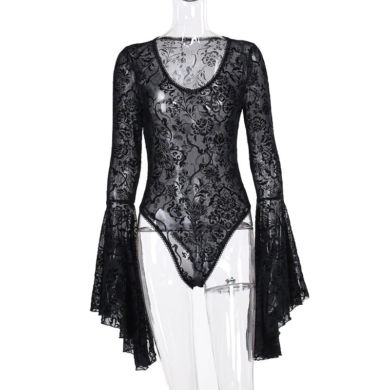 Gothic Flare Sleeved Bodysuit