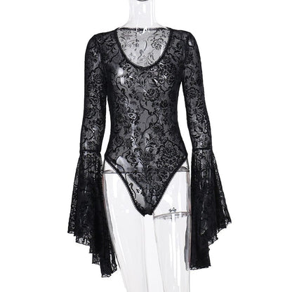 Gothic Flare Sleeved Bodysuit