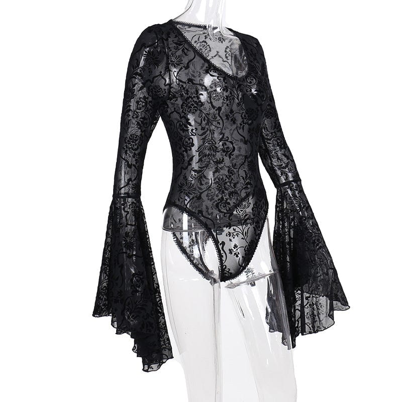 Gothic Flare Sleeved Bodysuit
