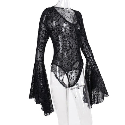 Gothic Flare Sleeved Bodysuit