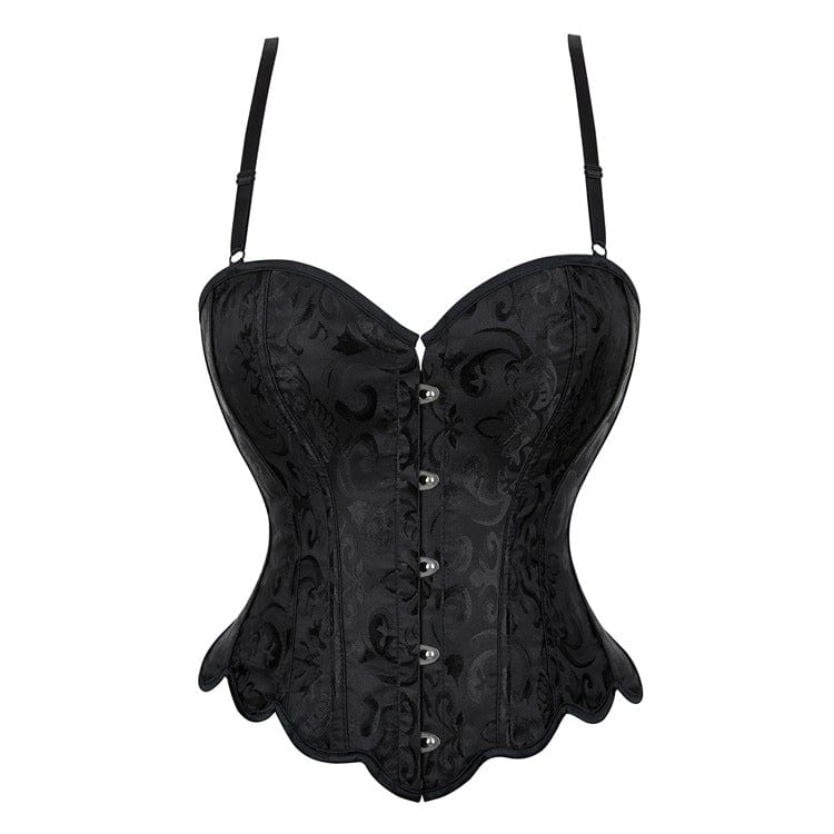 Overbust Waved Hem Brocade Corset