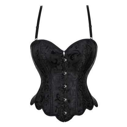 Overbust Waved Hem Brocade Corset