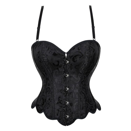 Overbust Waved Hem Brocade Corset