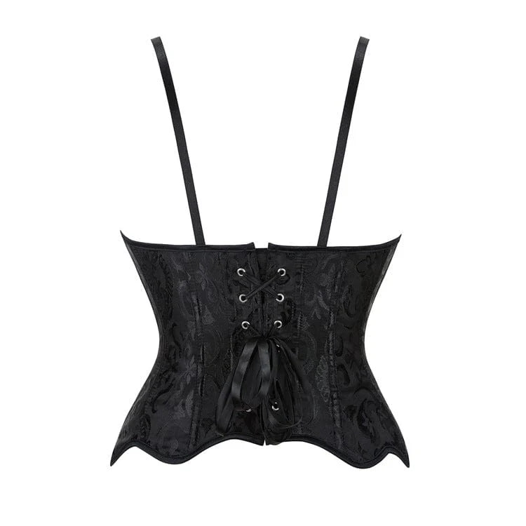 Overbust Waved Hem Brocade Corset