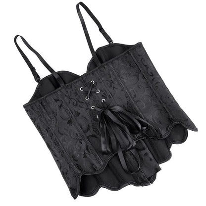 Overbust Waved Hem Brocade Corset