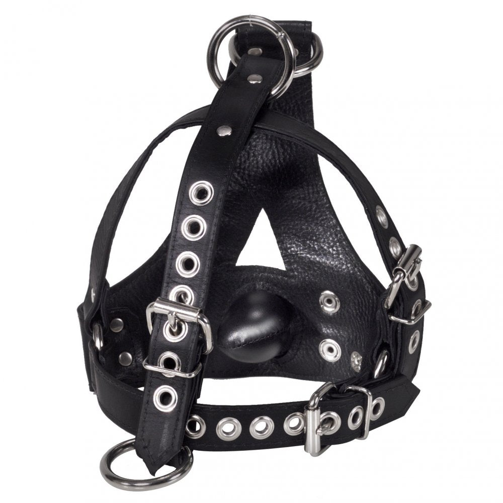 Leather Bishop Head Harness With Removable Gag