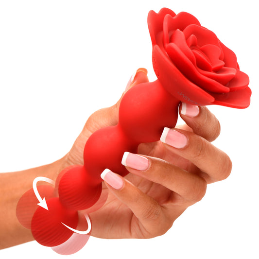 Rose Twirl Vibrating and Rotating Silicone Anal Beads